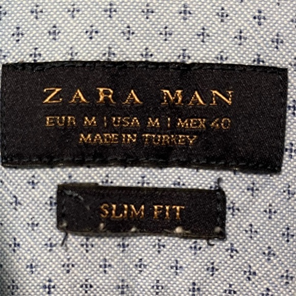 Zara Man Slim Fit Long Sleeve Button-Down Shirt Light Blue Size M - Picture 4 of 8